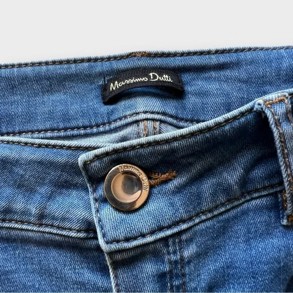 Massimo Dutti Boho Flower Embroidered High Waisted Stretch Skinny Jeans Size 4 - Picture 5 of 11